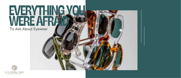 An experienced optometrist consulting with a patient in a bright, modern S.R. Gopal Rao eyewear boutique room