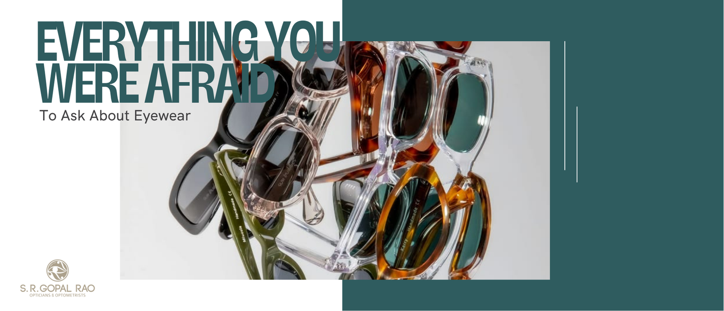 An experienced optometrist consulting with a patient in a bright, modern S.R. Gopal Rao eyewear boutique room