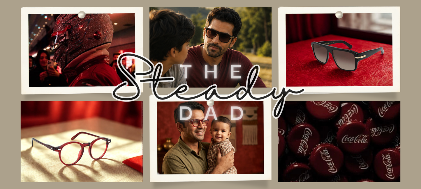 The Steady Dad collection exclusively at S.R.Gopal Rao Opticians & Optometrists : Red aesthetic