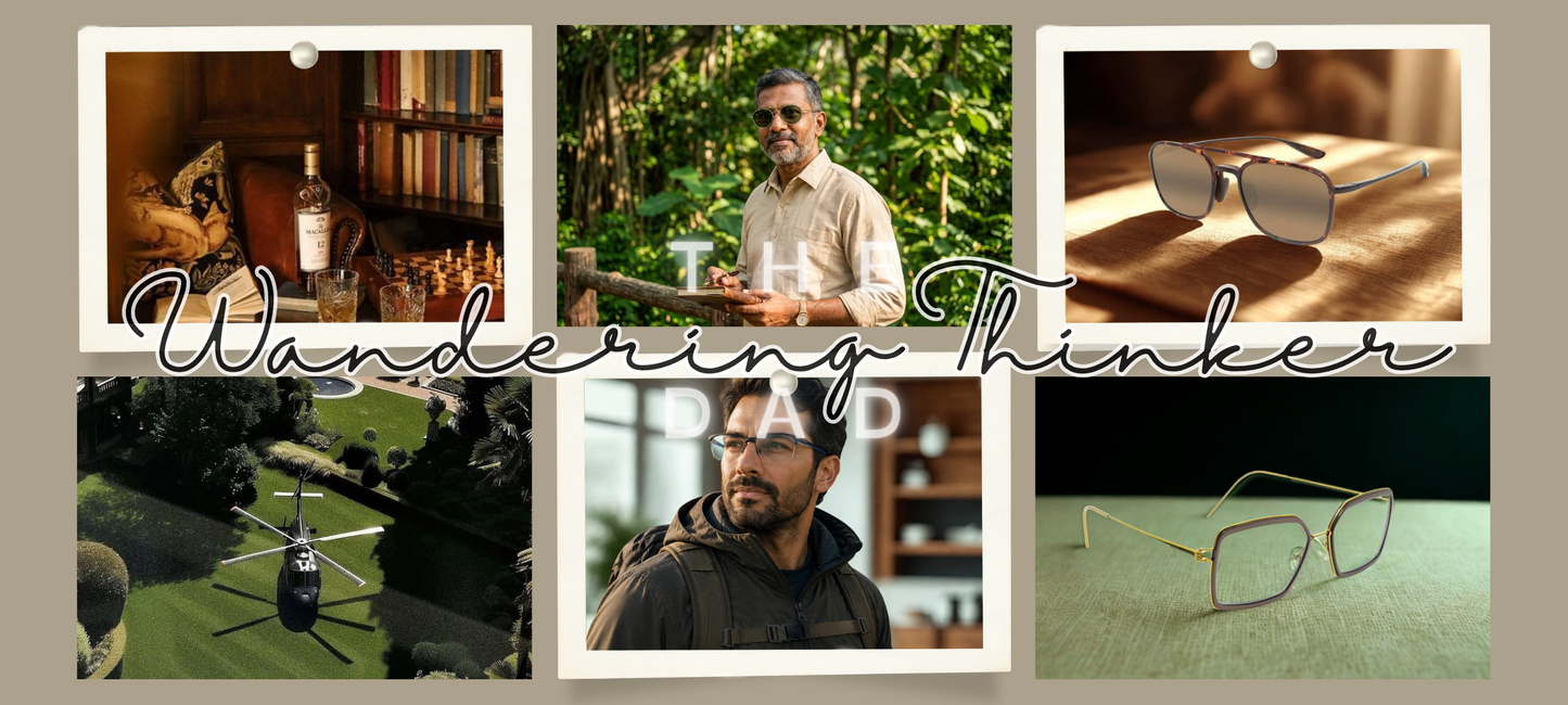 The Wandering Thinker Dad Eyewear Collection frames and sunglasses exclusively at S.R.Gopal Rao Opticians & Optometrists